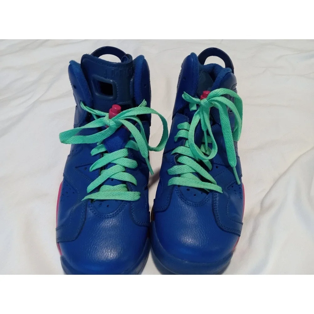 Air Jordan 6 Retro GS Seahawks Deep‎ Royal Blue Green Pink 543390-439 Size 6.5Y